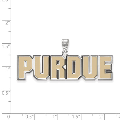 Sterlingsilber Rhodiniert Logoart Purdue University Block Type Groß Emailliert Anhänger