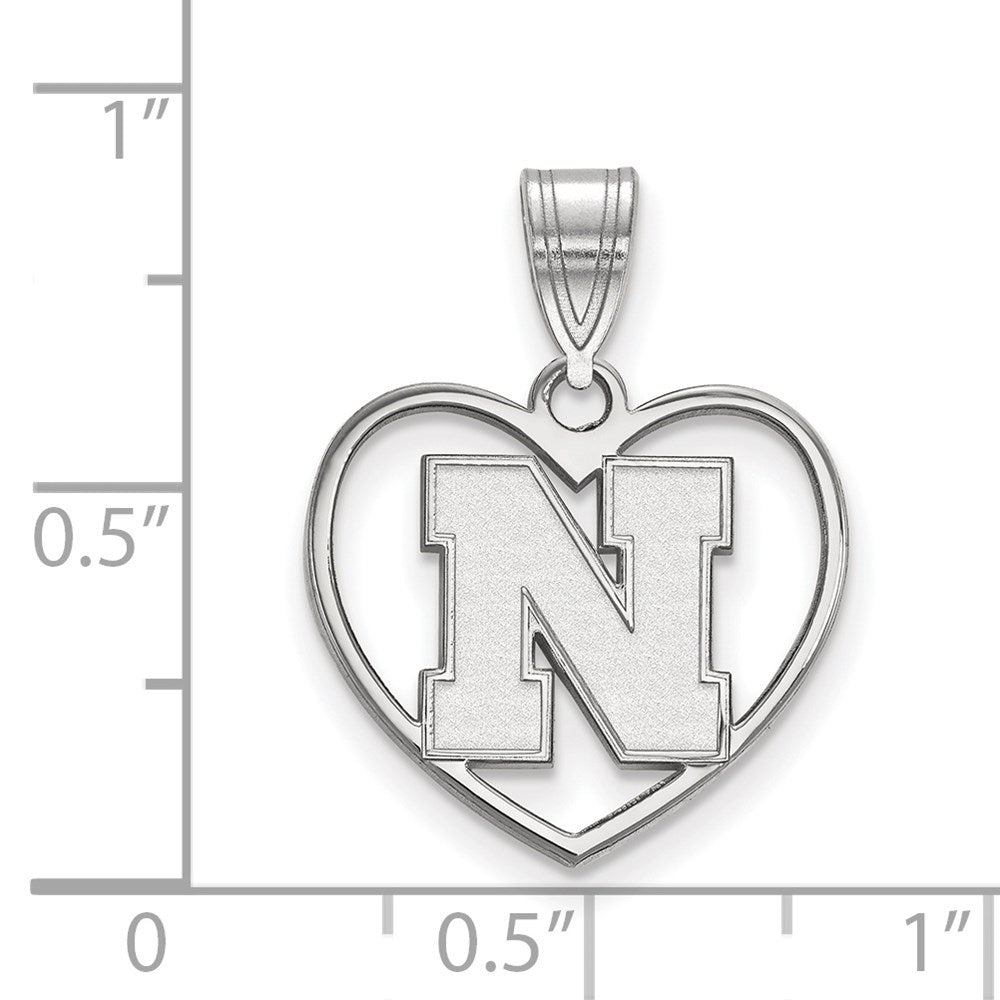 Sterlingsilber Rhodiniert Logoart University Of Nebraska Buchstabe N Herz Anhänger