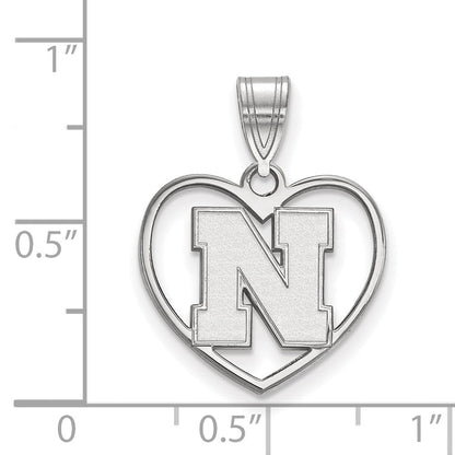 Sterlingsilber Rhodiniert Logoart University Of Nebraska Buchstabe N Herz Anhänger
