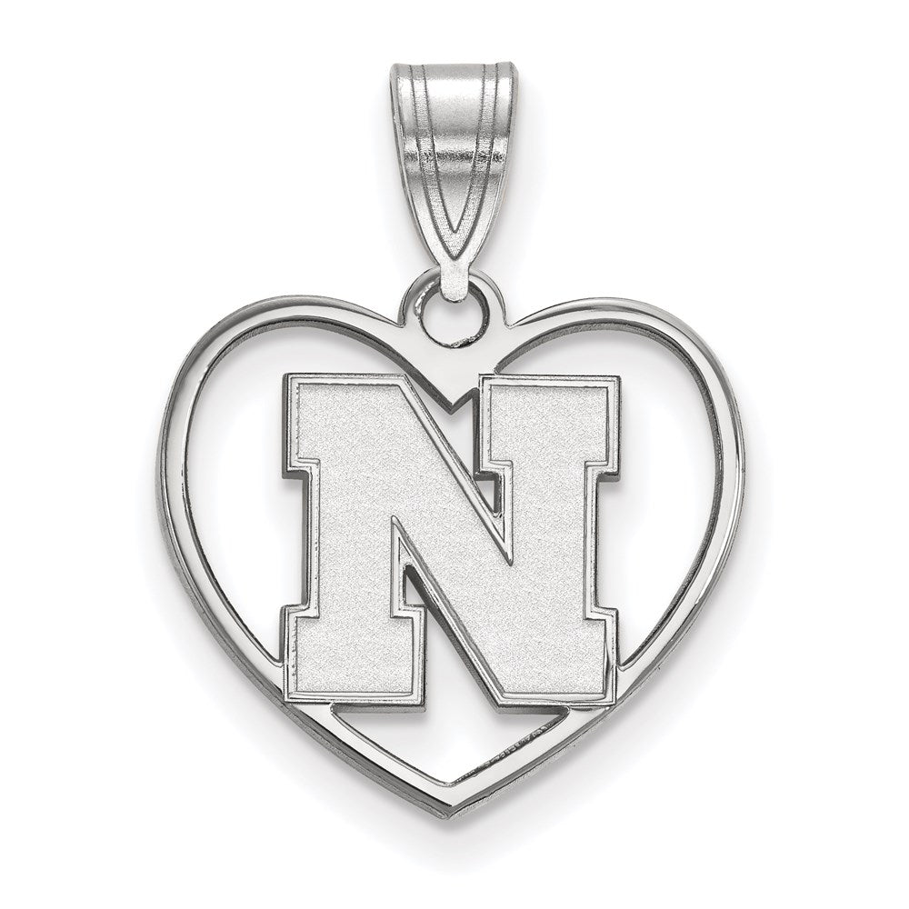 Sterlingsilber Rhodiniert Logoart University Of Nebraska Buchstabe N Herz Anhänger