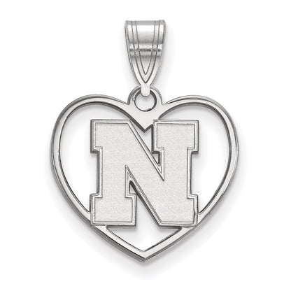 Sterlingsilber Rhodiniert Logoart University Of Nebraska Buchstabe N Herz Anhänger