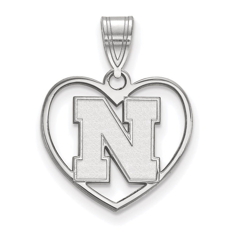 Sterlingsilber Rhodiniert Logoart University Of Nebraska Buchstabe N Herz Anhänger