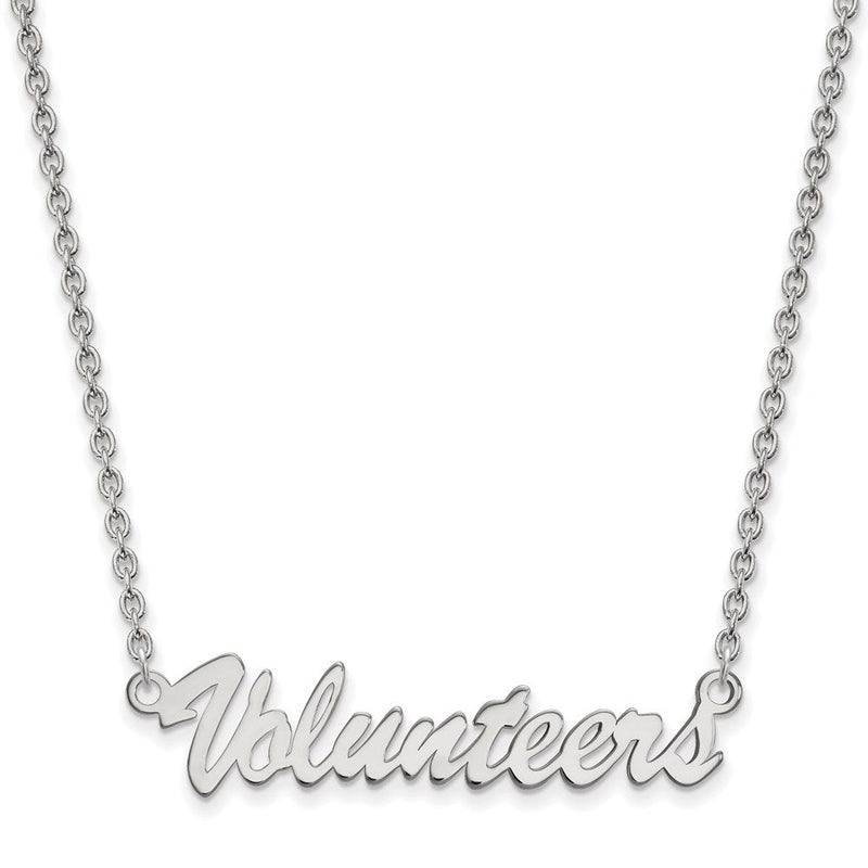 Sterlingsilber Rhodiniert Logoart University Of Tennessee Volunteers Schreibschrift Mittel Anhänger 18 Zoll Halskette