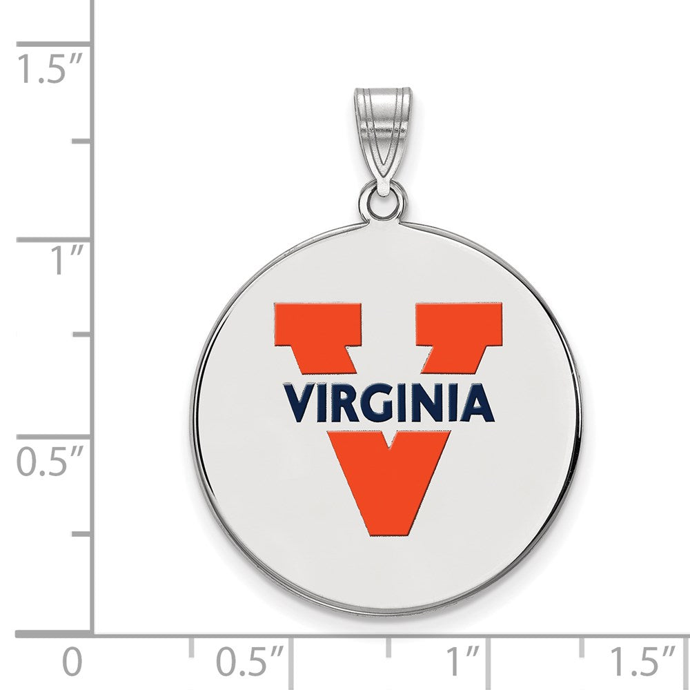 Sterlingsilber Rhodiniert Logoart University Of Virginia Extra Groß Emailliert Plättchen Anhänger