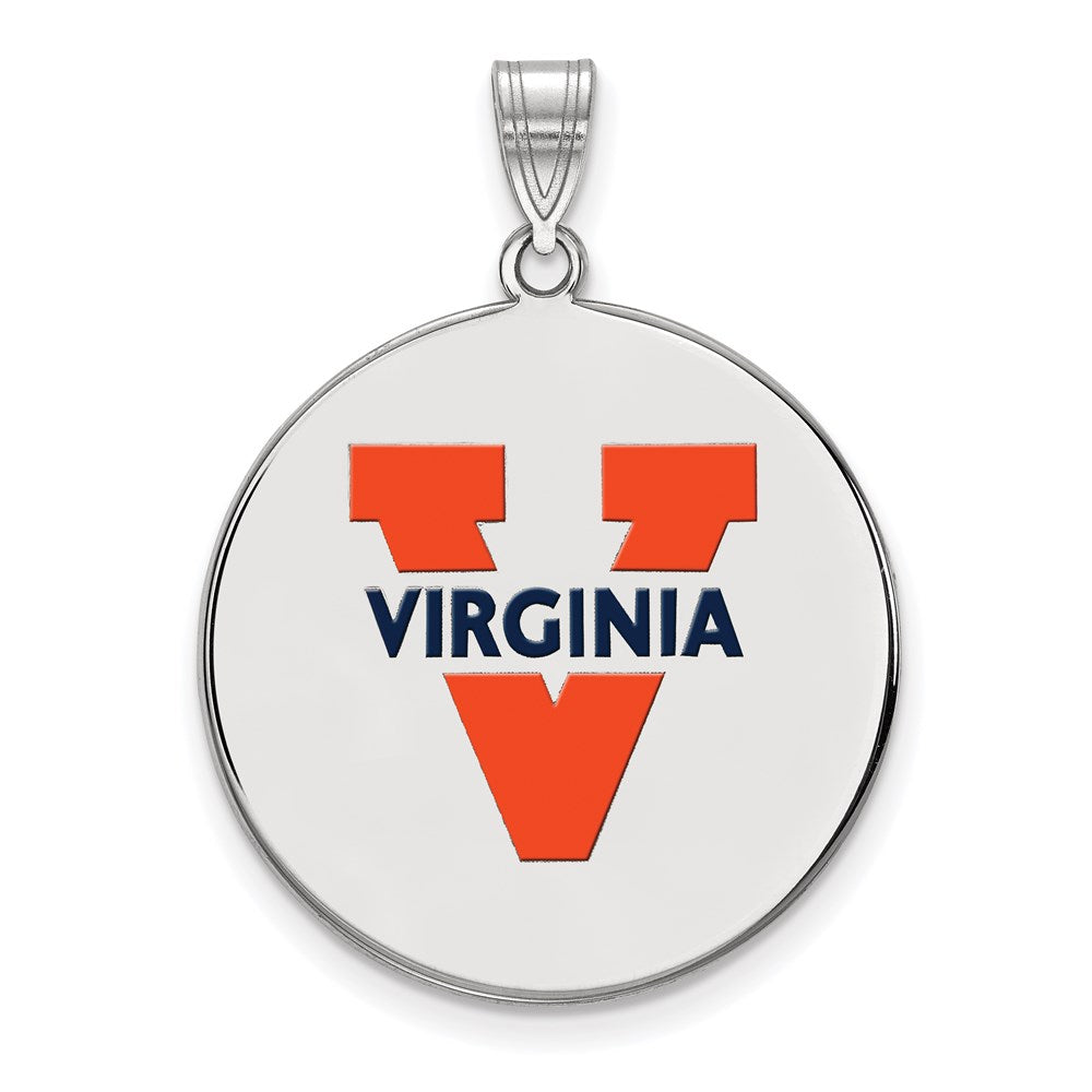 Sterlingsilber Rhodiniert Logoart University Of Virginia Extra Groß Emailliert Plättchen Anhänger