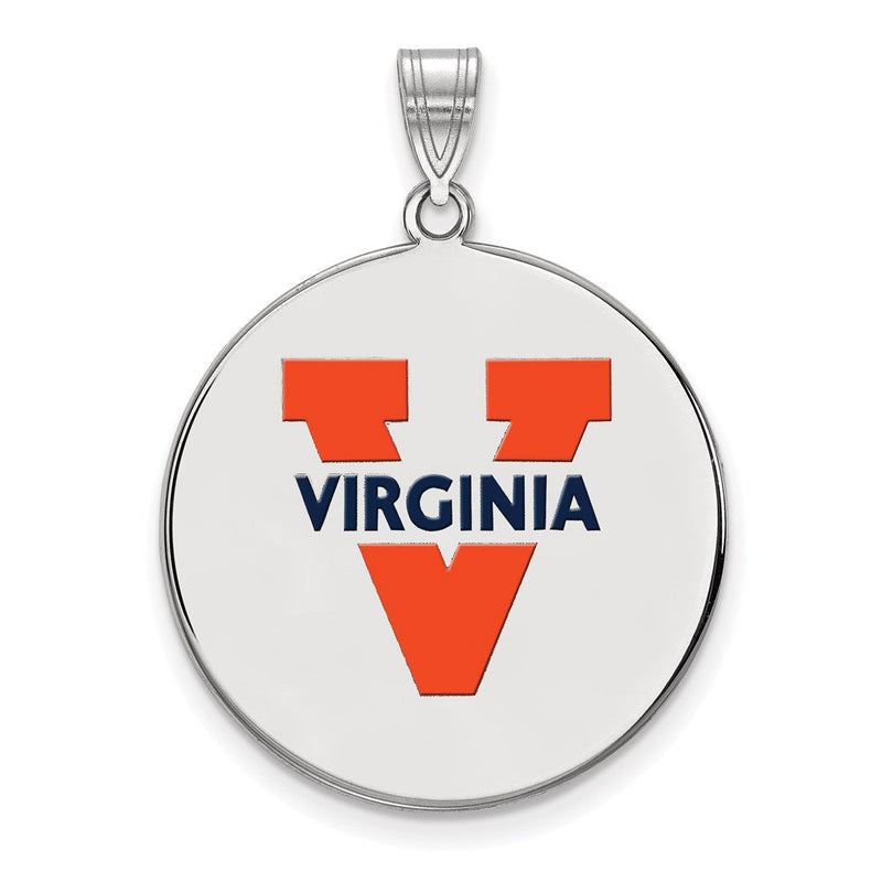 Sterlingsilber Rhodiniert Logoart University Of Virginia Extra Groß Emailliert Plättchen Anhänger