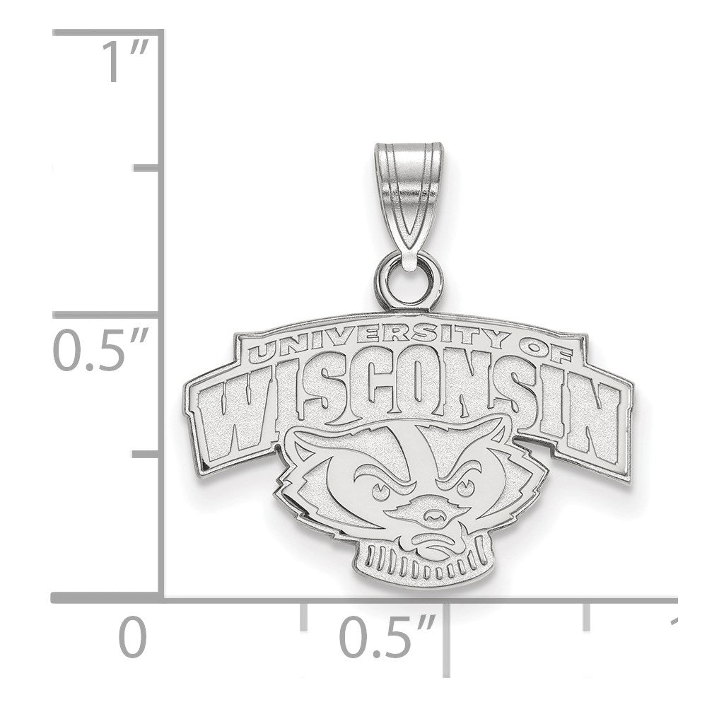 10K Weißgold Logoart University Of Wisconsin Klein Anhänger