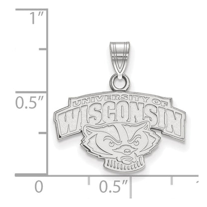 10K Weißgold Logoart University Of Wisconsin Klein Anhänger