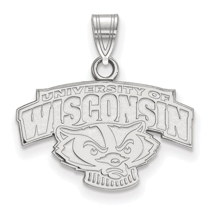 10K Weißgold Logoart University Of Wisconsin Klein Anhänger