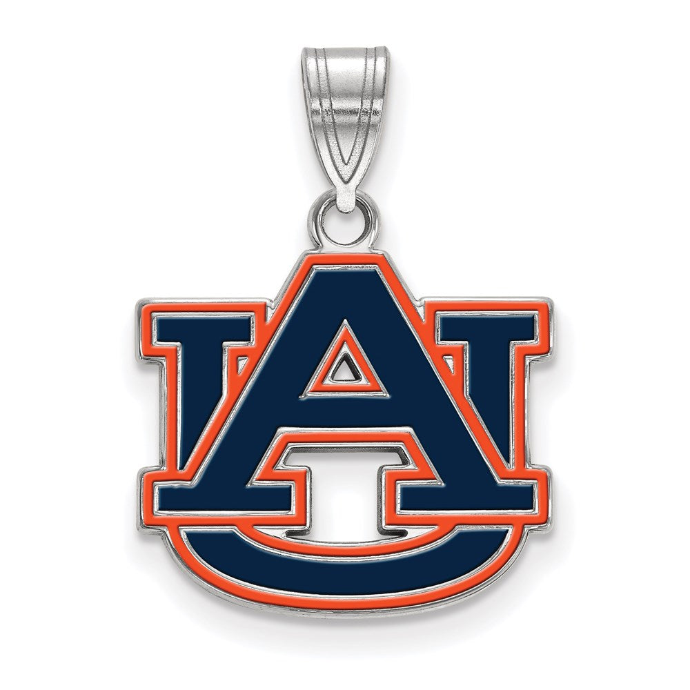 Sterlingsilber Rhodiniert Logoart Auburn University A U Mittel Emailliert Anhänger