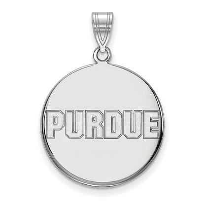 14K Weißgold Logoart Purdue University Block Type Groß Plättchen Anhänger