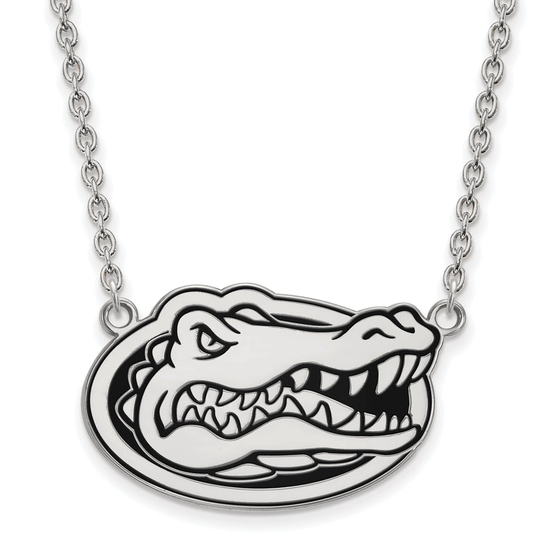 Sterlingsilber Rhodiniert Logoart University Of Florida Gator Groß Emailliert Anhänger 18 Zoll Halskette