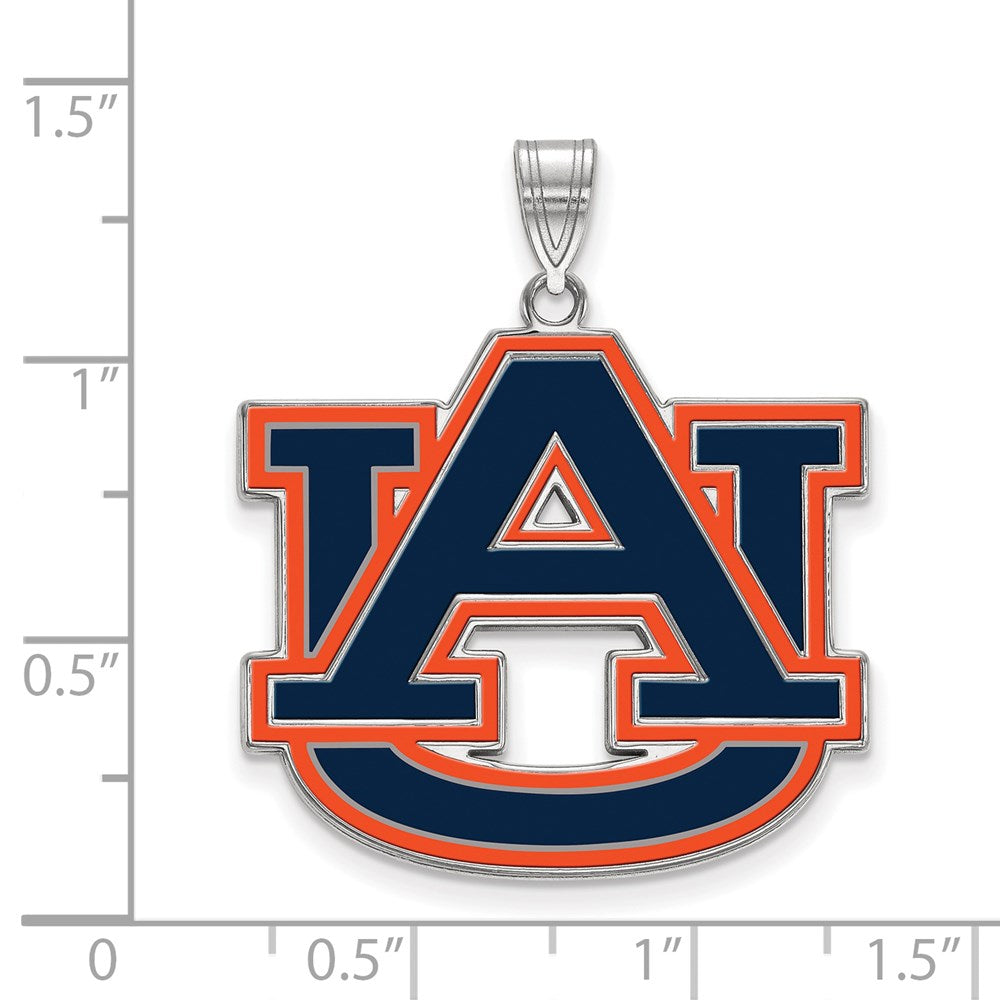 Sterlingsilber Rhodiniert Logoart Auburn University A U Extra Groß Emailliert Anhänger