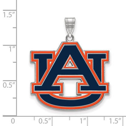 Sterlingsilber Rhodiniert Logoart Auburn University A U Extra Groß Emailliert Anhänger