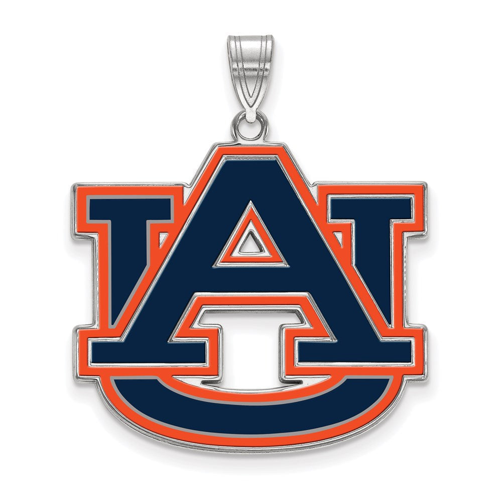 Sterlingsilber Rhodiniert Logoart Auburn University A U Extra Groß Emailliert Anhänger