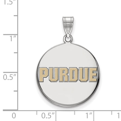 Sterlingsilber Rhodiniert Logoart Purdue University Block Type Groß Emailliert Plättchen Anhänger