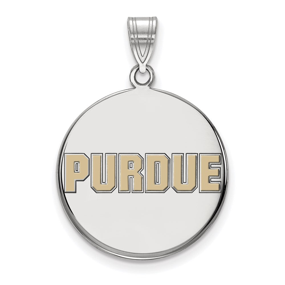Sterlingsilber Rhodiniert Logoart Purdue University Block Type Groß Emailliert Plättchen Anhänger