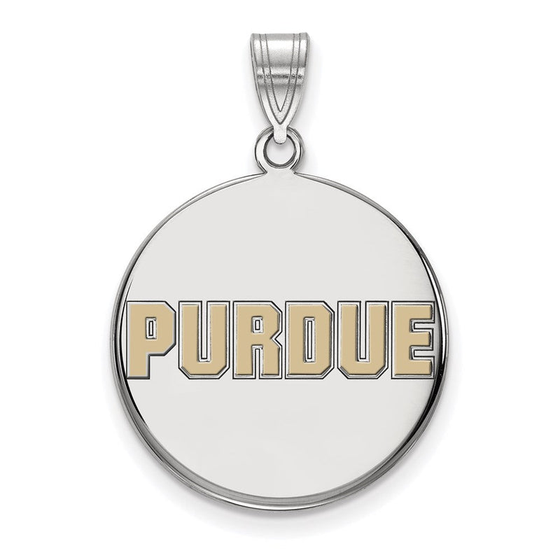 Sterlingsilber Rhodiniert Logoart Purdue University Block Type Groß Emailliert Plättchen Anhänger