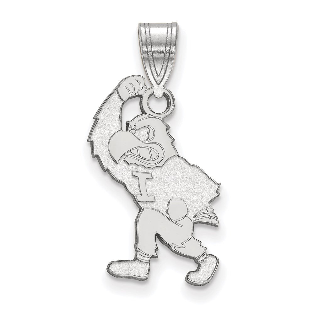 Sterlingsilber Rhodiniert Logoart University Of Iowa Hawk Mascot Groß Anhänger