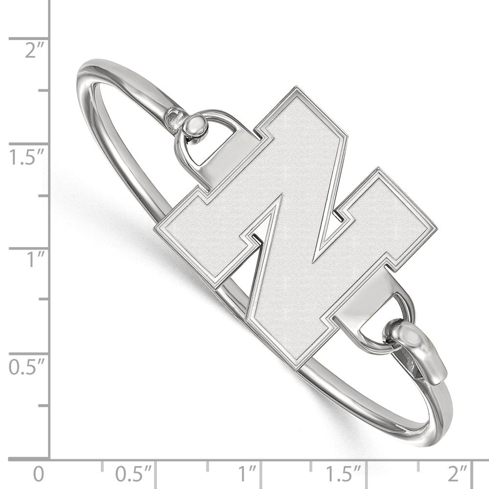 Sterlingsilber Rhodiniert Logoart University Of Nebraska Groß Armreif