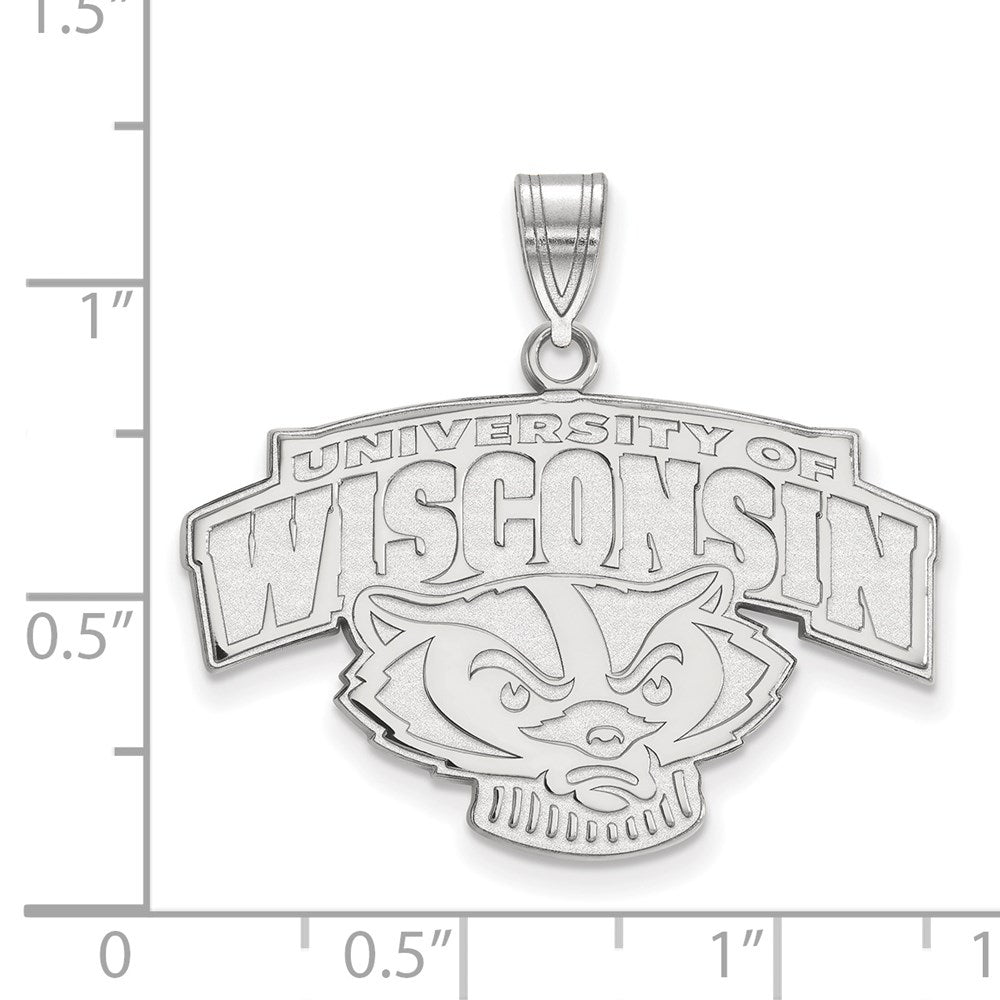 10K Weißgold Logoart University Of Wisconsin Groß Anhänger