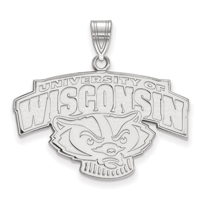 10K Weißgold Logoart University Of Wisconsin Groß Anhänger