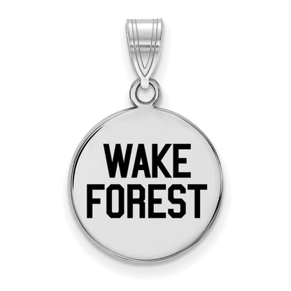Sterlingsilber Rhodiniert Logoart Wake Forest University W F Deacon Mittel Emailliert Plättchen Anhänger