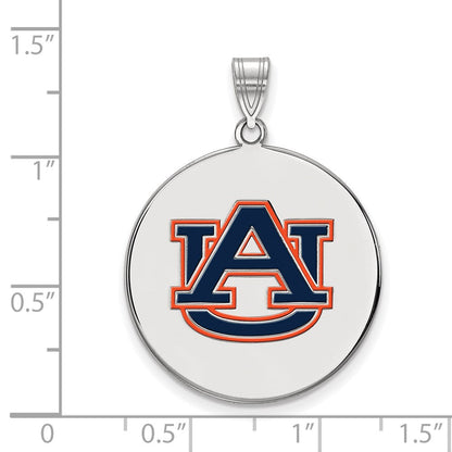 Sterlingsilber Rhodiniert Logoart Auburn University Extra Groß Emailliert Plättchen Anhänger
