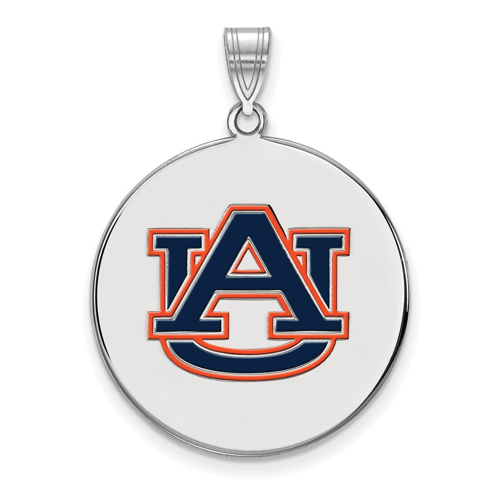 Sterlingsilber Rhodiniert Logoart Auburn University Extra Groß Emailliert Plättchen Anhänger