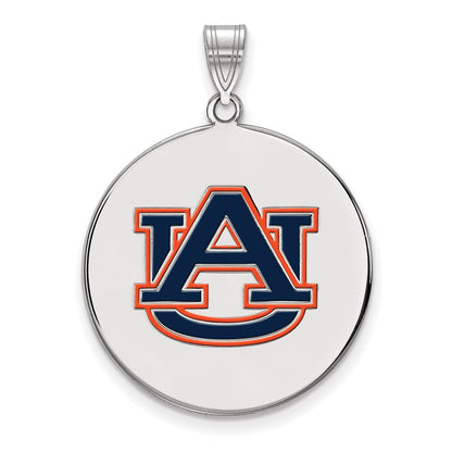 Sterlingsilber Rhodiniert Logoart Auburn University Extra Groß Emailliert Plättchen Anhänger