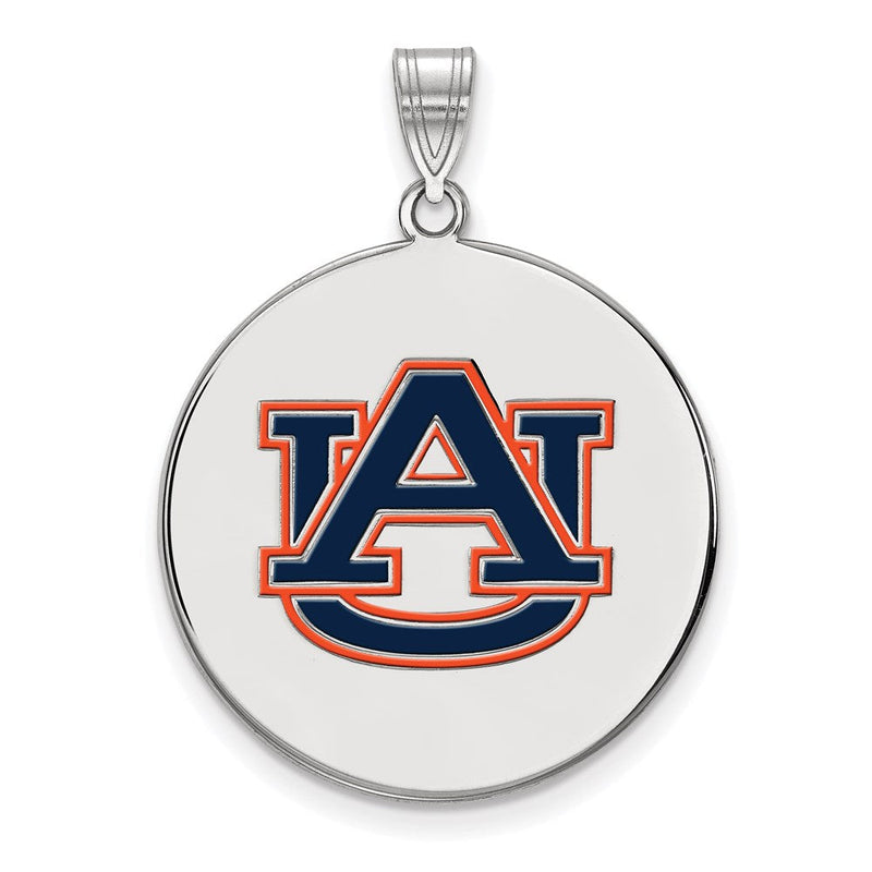 Sterlingsilber Rhodiniert Logoart Auburn University Extra Groß Emailliert Plättchen Anhänger