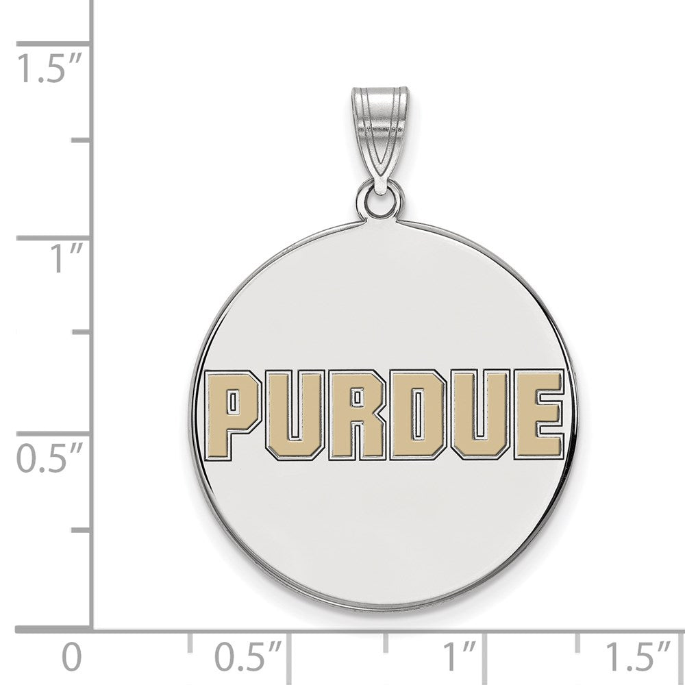 Sterlingsilber Rhodiniert Logoart Purdue University Block Type Extra Groß Emailliert Plättchen Anhänger