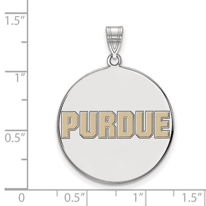Sterlingsilber Rhodiniert Logoart Purdue University Block Type Extra Groß Emailliert Plättchen Anhänger