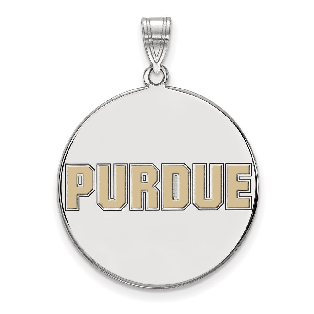 Sterlingsilber Rhodiniert Logoart Purdue University Block Type Extra Groß Emailliert Plättchen Anhänger