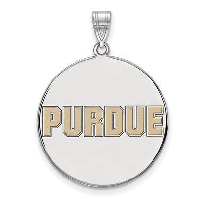 Sterlingsilber Rhodiniert Logoart Purdue University Block Type Extra Groß Emailliert Plättchen Anhänger