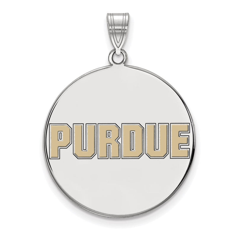 Sterlingsilber Rhodiniert Logoart Purdue University Block Type Extra Groß Emailliert Plättchen Anhänger