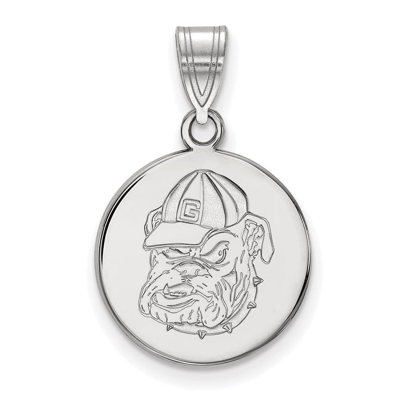 Sterlingsilber Rhodiniert Logoart University Of Georgia Bulldog Mittel Plättchen Anhänger