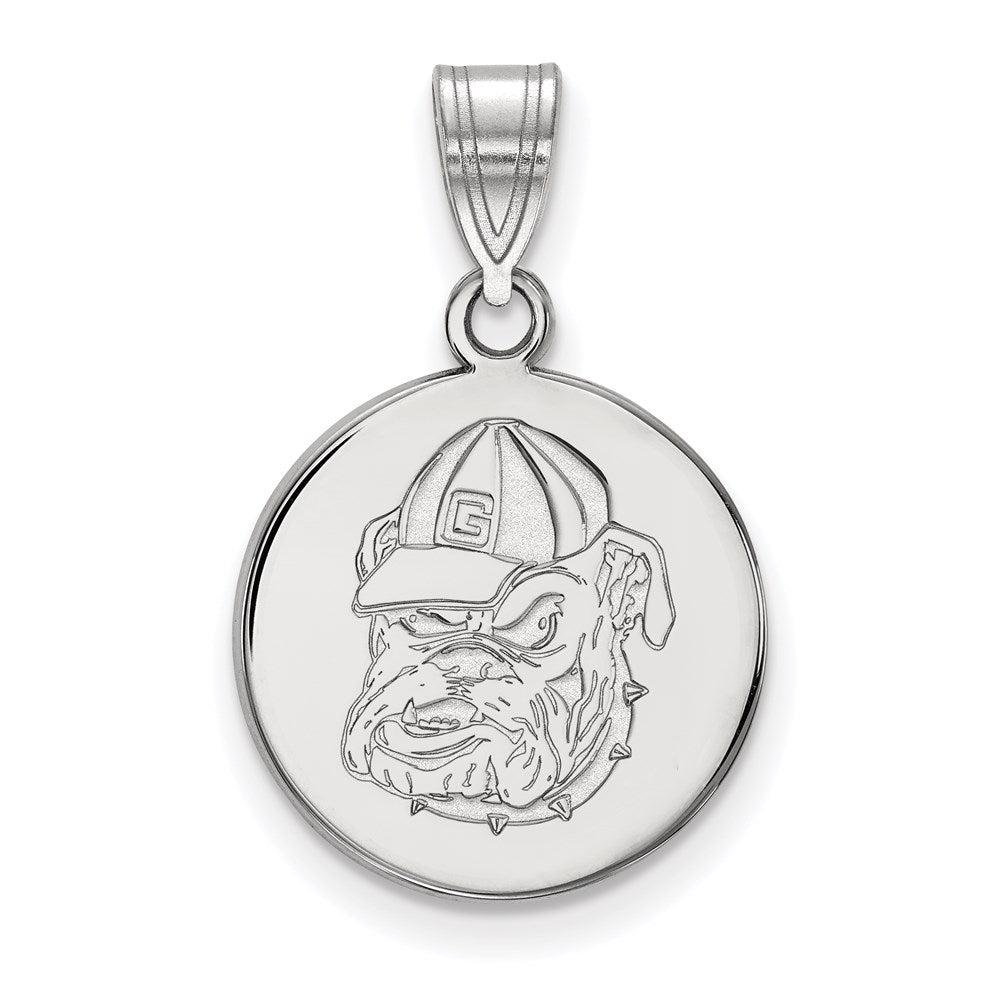 14K Weißgold Logoart University Of Georgia Bulldog Mittel Plättchen Anhänger