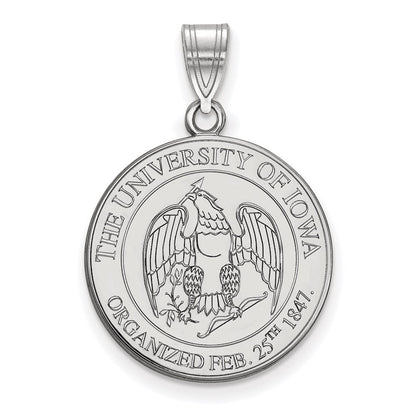 Sterlingsilber Rhodiniert Logoart University Of Iowa Groß Wappen Anhänger