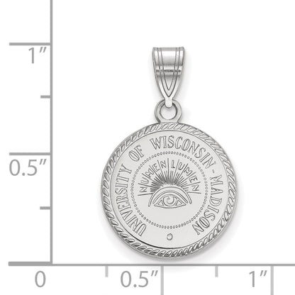Sterlingsilber Rhodiniert Logoart University Of Wisconsin Mittel Wappen Anhänger