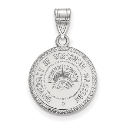Sterlingsilber Rhodiniert Logoart University Of Wisconsin Mittel Wappen Anhänger