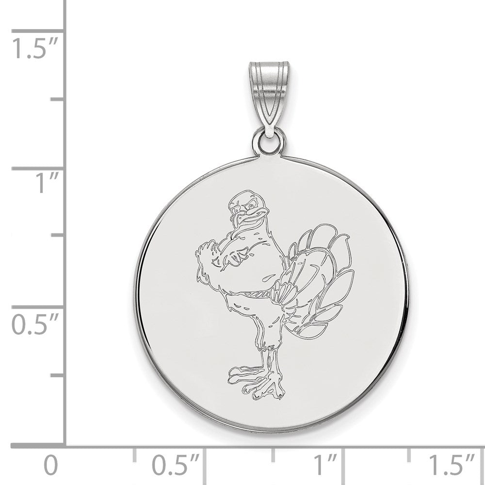 Sterlingsilber Rhodiniert Logoart Virginia Tech Hokiebird Extra Groß Plättchen Anhänger