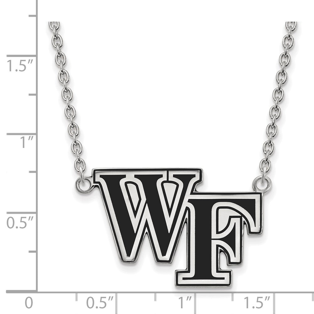 Sterlingsilber Rhodiniert Logoart Wake Forest University W F Groß Emailliert Anhänger 18 Zoll Halskette