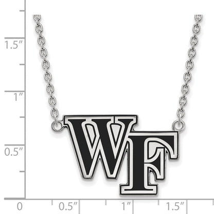 Sterlingsilber Rhodiniert Logoart Wake Forest University W F Groß Emailliert Anhänger 18 Zoll Halskette