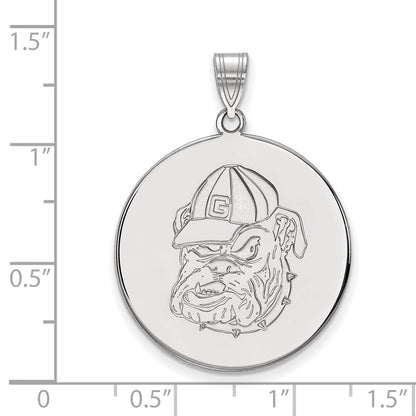 Sterlingsilber Rhodiniert Logoart University Of Georgia Bulldog Extra Groß Plättchen Anhänger