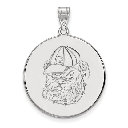 14K Weißgold Logoart University Of Georgia Bulldog Extra Groß Plättchen Anhänger
