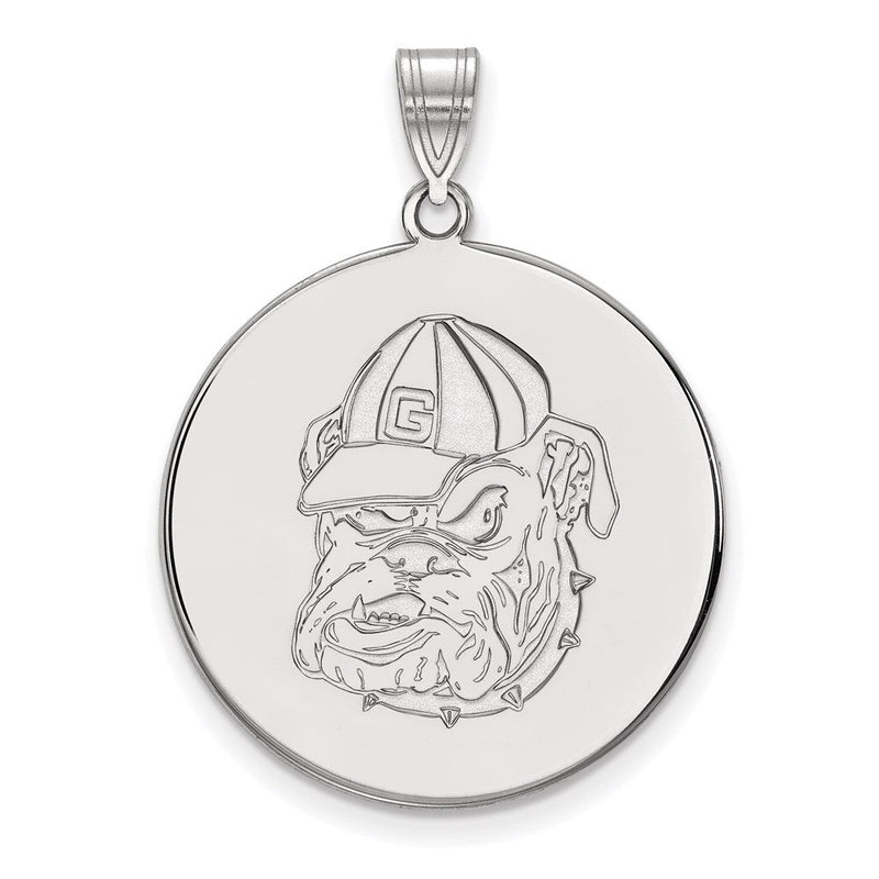10K Weißgold Logoart University Of Georgia Bulldog Extra Groß Plättchen Anhänger