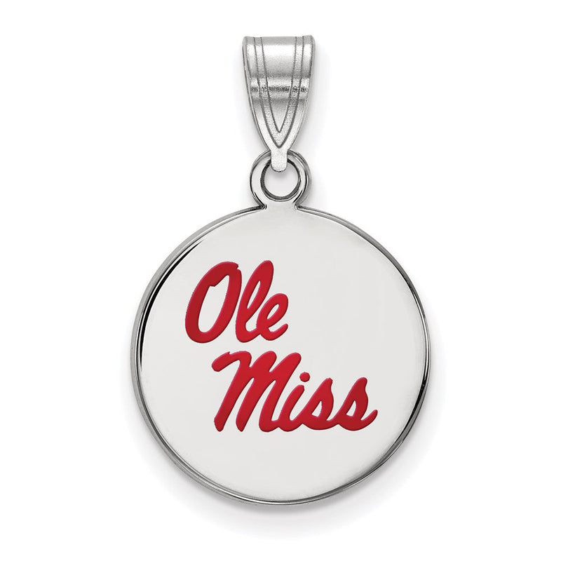 Sterlingsilber Rhodiniert Logoart University Of Mississippi Ole Miss Mittel Emailliert Plättchen Anhänger