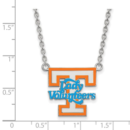 Sterlingsilber Rhodiniert Logoart University Of Tennessee Damen Volunteers Groß Emailliert Anhänger 18 Zoll Halskette