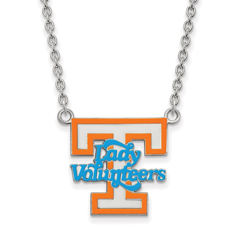 Sterlingsilber Rhodiniert Logoart University Of Tennessee Damen Volunteers Groß Emailliert Anhänger 18 Zoll Halskette